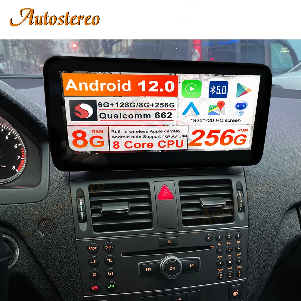 

12.3 GEN 2023 Qualcomm 662 For Mercedes Benz C W204 2007-2010 NTG4.0 Car Multimedia Player GPS Navigation Auto Stereo Head Unit