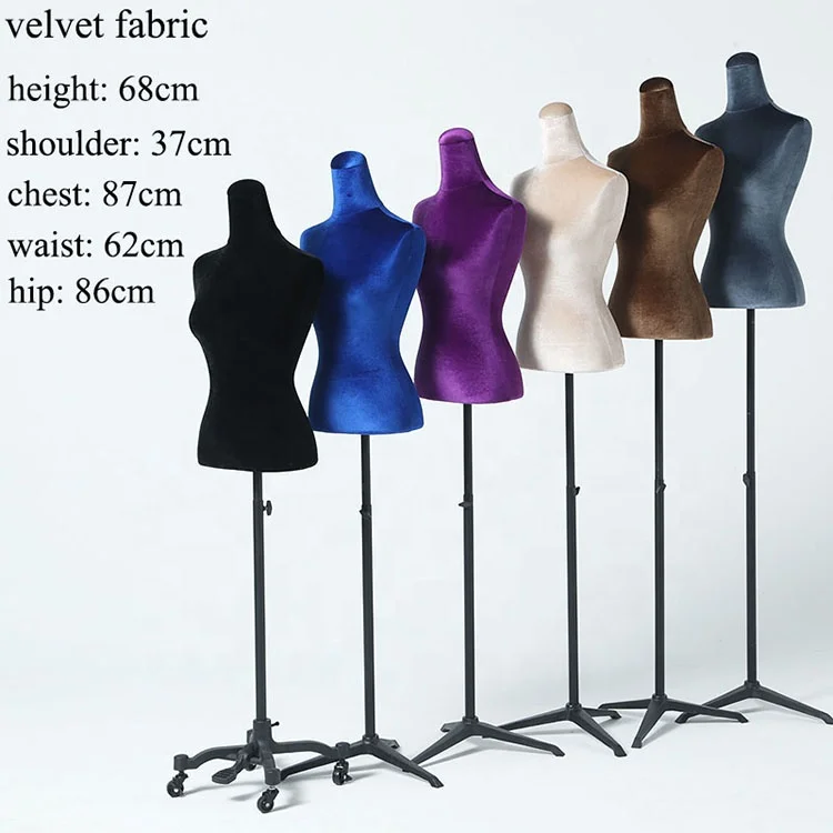 

XINJI High-end Female Model Half Body Dummy Woman Velvet Manniquin Display Women Fashion Mannequin For Wedding Dress, As picture(any colors are available)