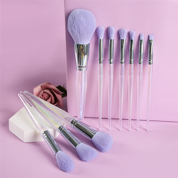 

10PC Unique Purple Holographic Crystal Make Up Brushes Private Label Customised Makeup Brushes Makeup Brush Set Face