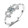 High quality 925 Sterling Silver Bow bowknot shaped Heart Stone adjustable Ring