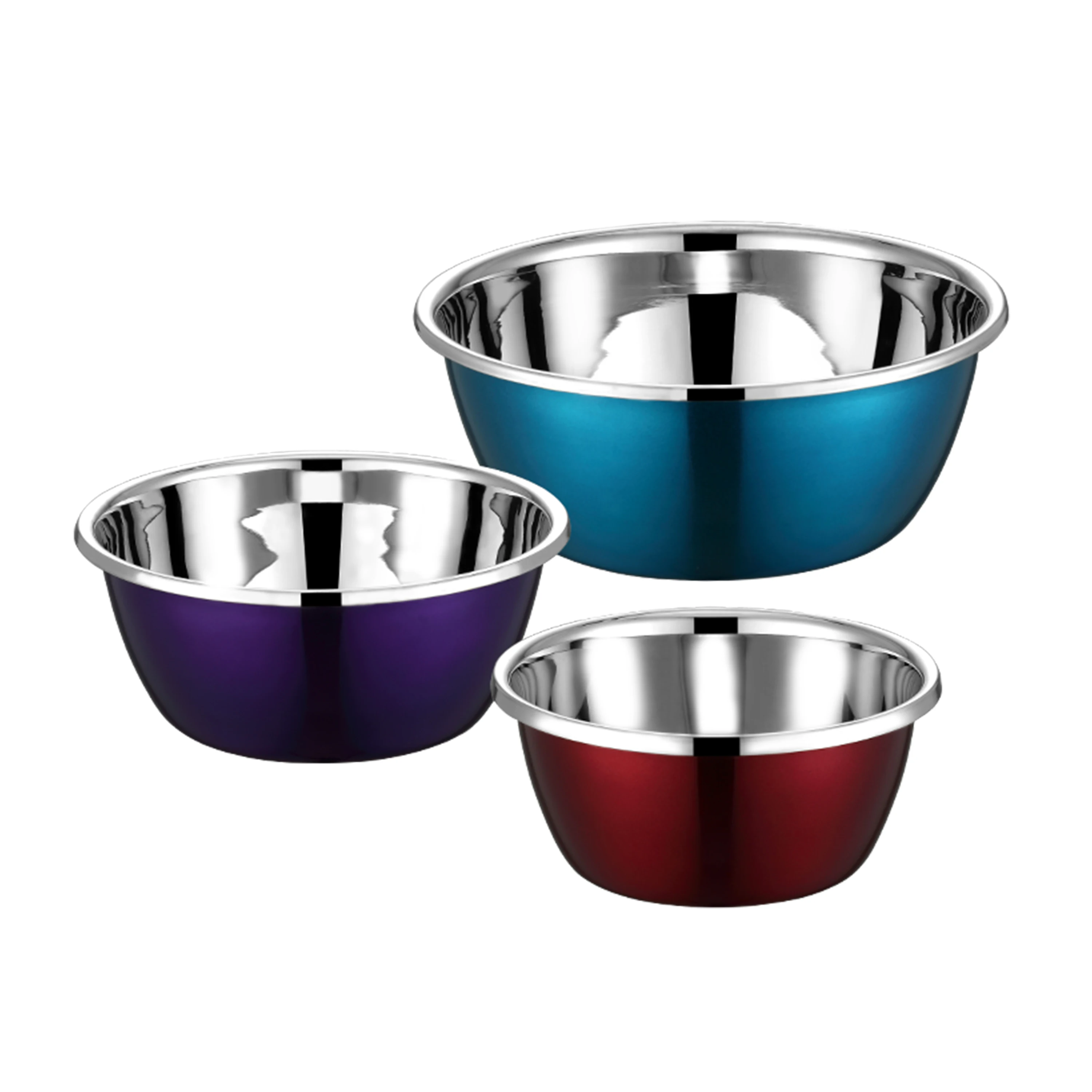 

Amazon's hot salad bowl stainless steel dressing jar stainless steel basin Extra thick suit with big back edge Mixing bowl 3PCS