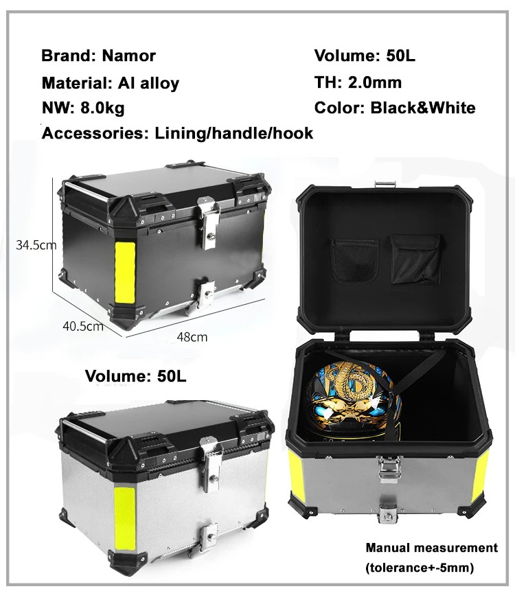 
Namo high quality motorcycle accessories trunk tail box luggage alloy top box motorcycle aluminum side case tail box 