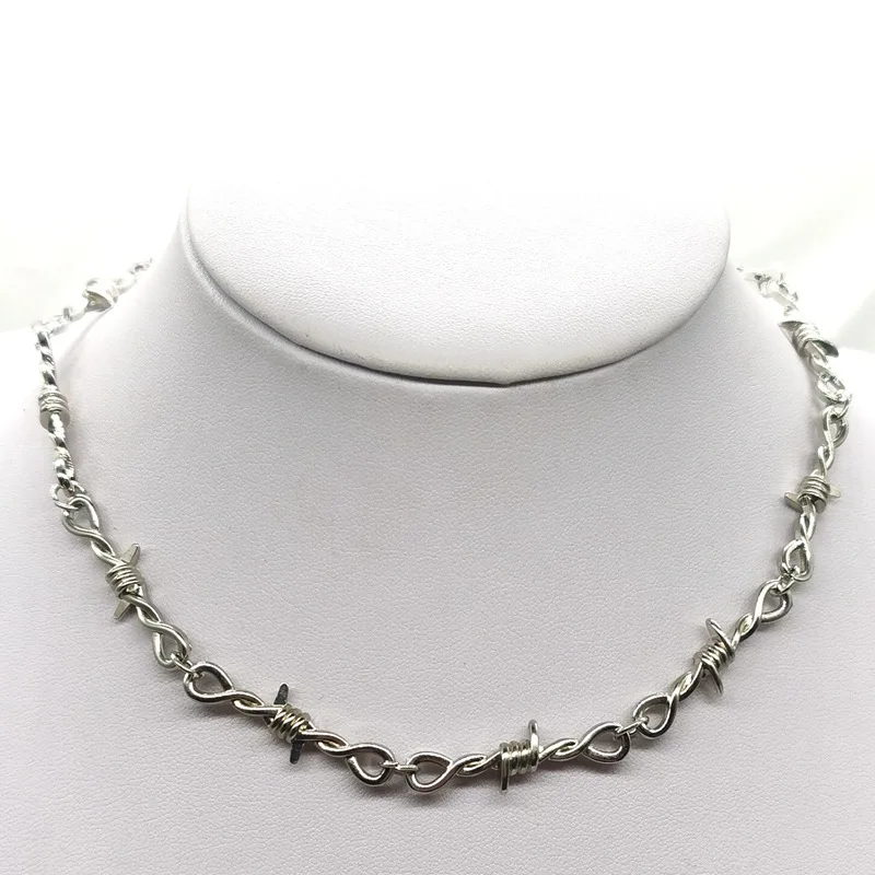 

Small Wire Brambles Iron Unisex Choker Necklace Women Hip-hop Gothic Punk Style Barbed Wire Little Thorns Chain Chokers Gifts