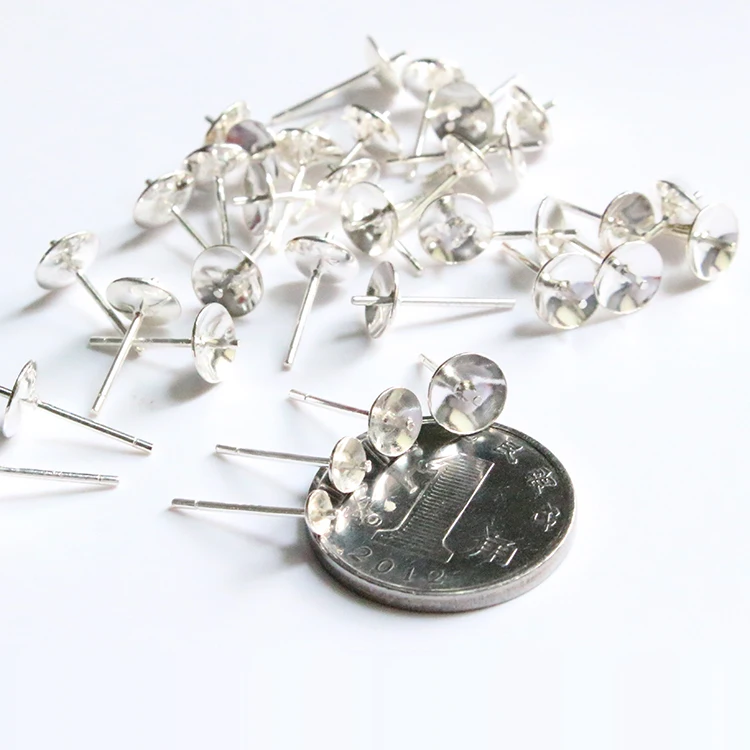 

Wholesale jewelry making finding with pin on the curved caps 925 sterling silver earring stud