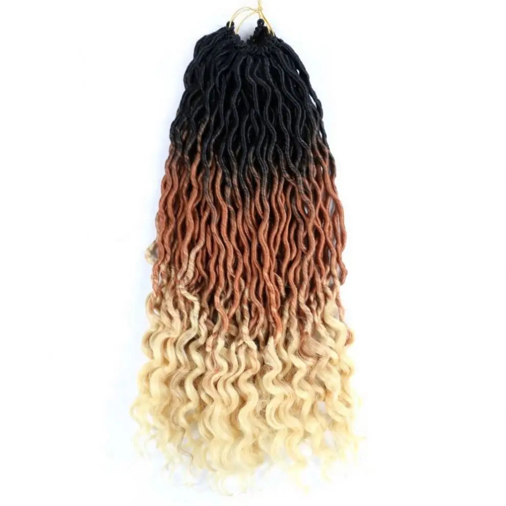 

MYZYR 18inch 24roots Soft Crochet Braids Dread Bohemian Gypsy Locs Hair Extensions Braiding Ombre Faux Locs Curly ALL Colors, Pink,black