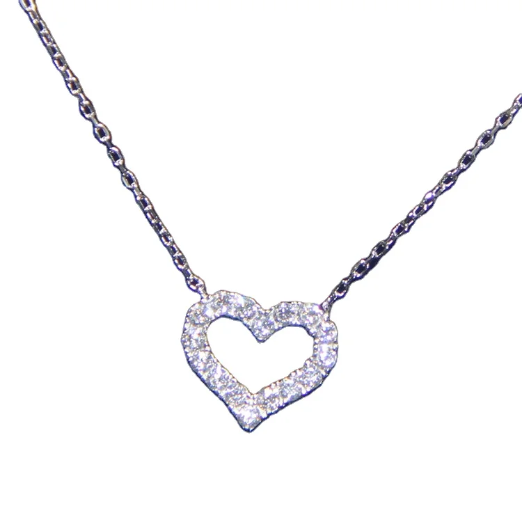 

PUSHI Popular Luxury 925 Sterling Silver Moissanite Pendant Women Engagement Wedding Party Necklace
