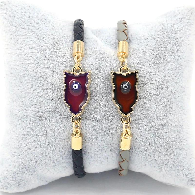 

2021 New Thermochromic Bracelet Ethnic Owl Adjustable Leather Charm Bracelets, As picture