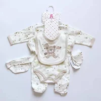 

5 pcs newborn baby clothes sets outfit gift romper jumpsuit bodyjump bib wholesale embroidery bouqieus 100 % cotton boutiques