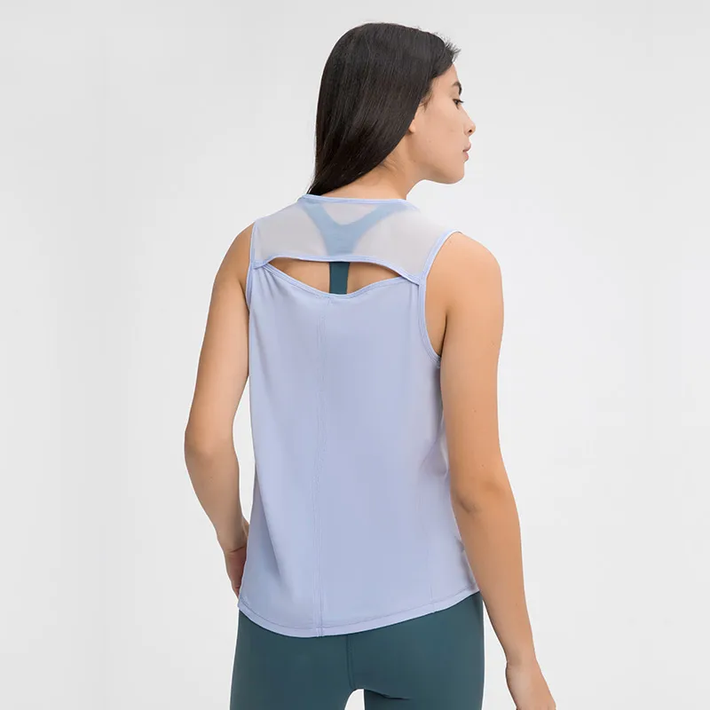 

Back Hollow Sports Sleeveless T-shirt Breathable and Quick-drying Vest Fitness Top Women, Customized colors