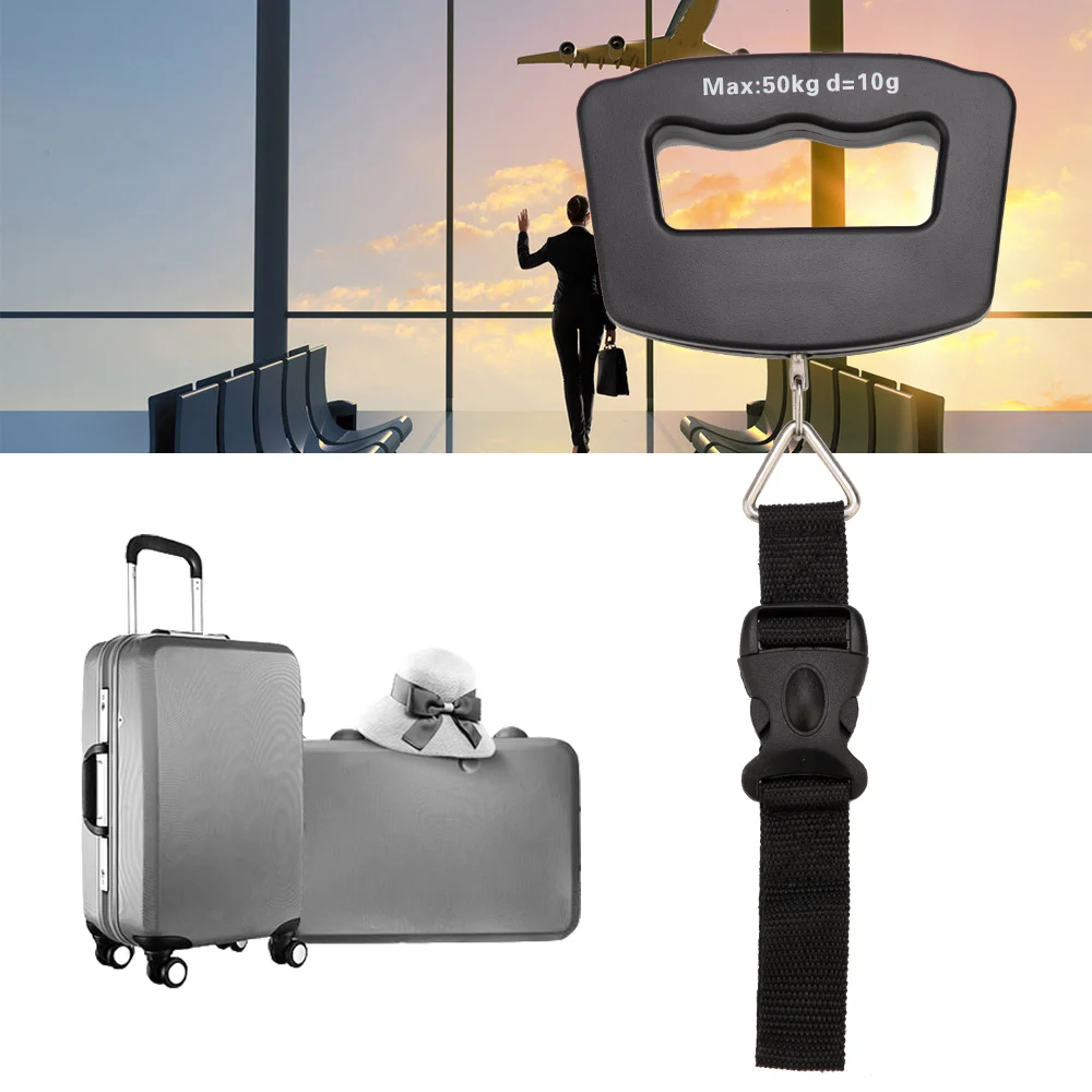 50kg 10g Handheld Digital Luggage Scale with Grip for Travel Portable Electronic Weighing Suitcase LED Display Balance