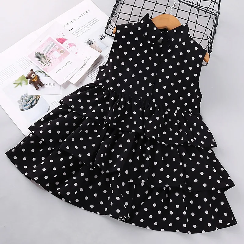

Girls Dresses 2021 New Summer Kids Fashion Chiffon Dot Dress Girl Party Gown Baby Children Suit
