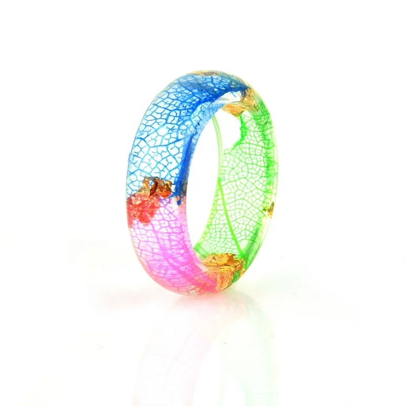 

New Handmade Dried Flower Epoxy Resin Ring Jewelry Wholesale, Colors