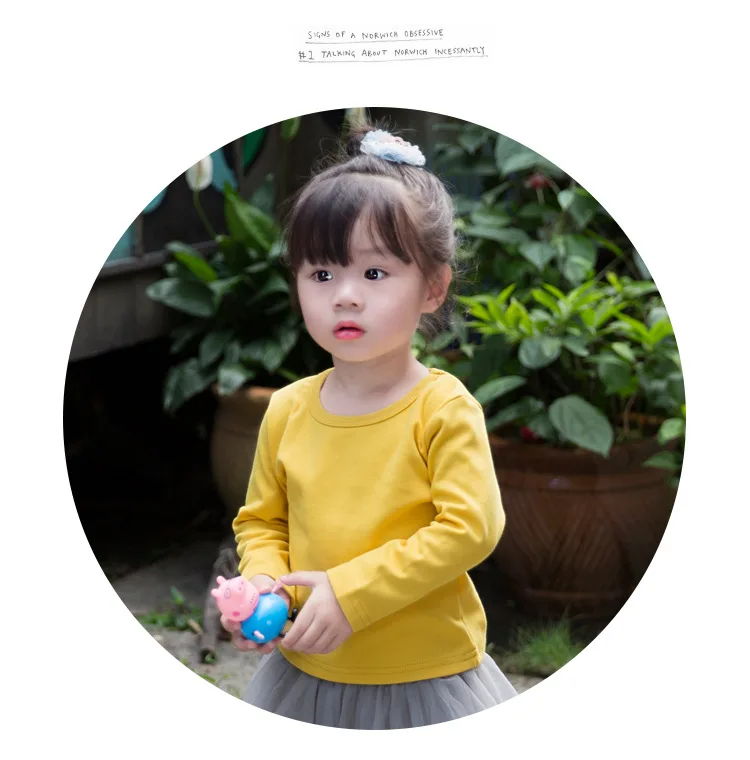 

2018 Girls joker children T shirt in the spring new children pure color long sleeve coat baby top for wholesale, As pic shows, we can according to your request also