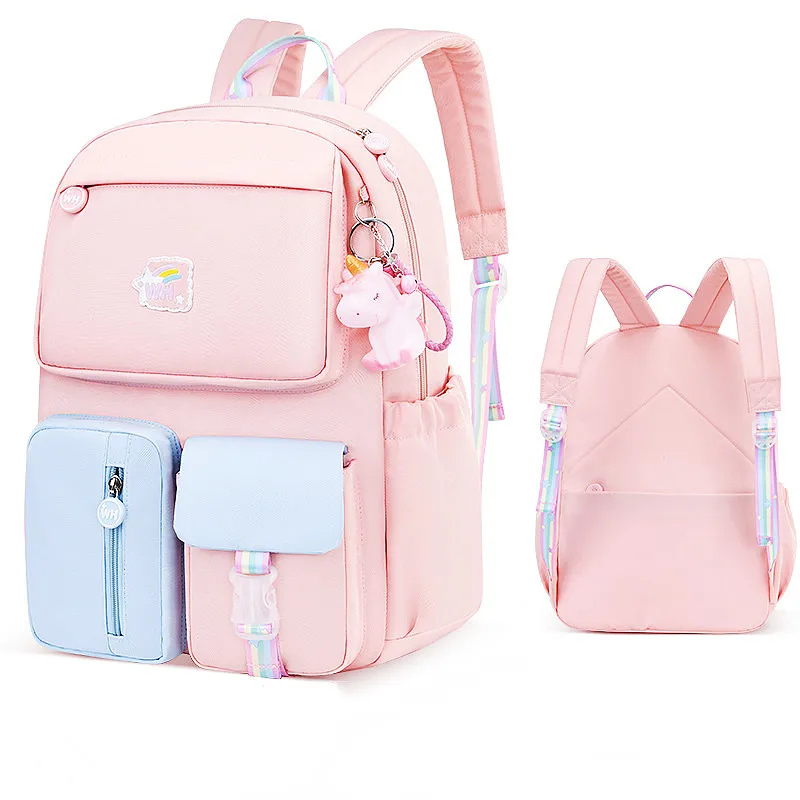 

Factory Directly Wholesale Popular Style Water Proof Kids Students School Backpack Bags, Pink with blue, purple with pink, blue with purple, pink, black