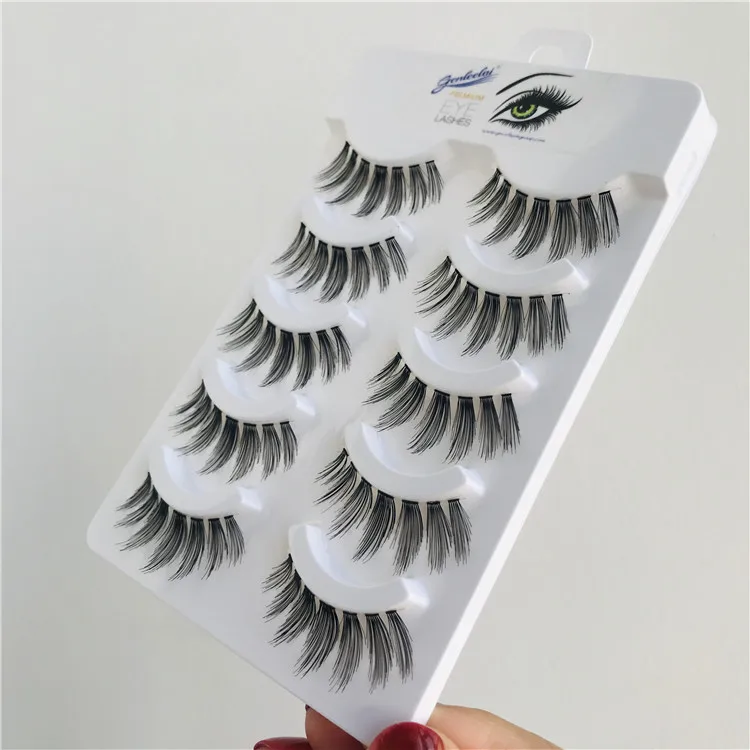 

False Eyelashes Clear Band Natural Style 5 Pairs Logo Customizing Logo 100% Handmade Direct Factory Supply Samples