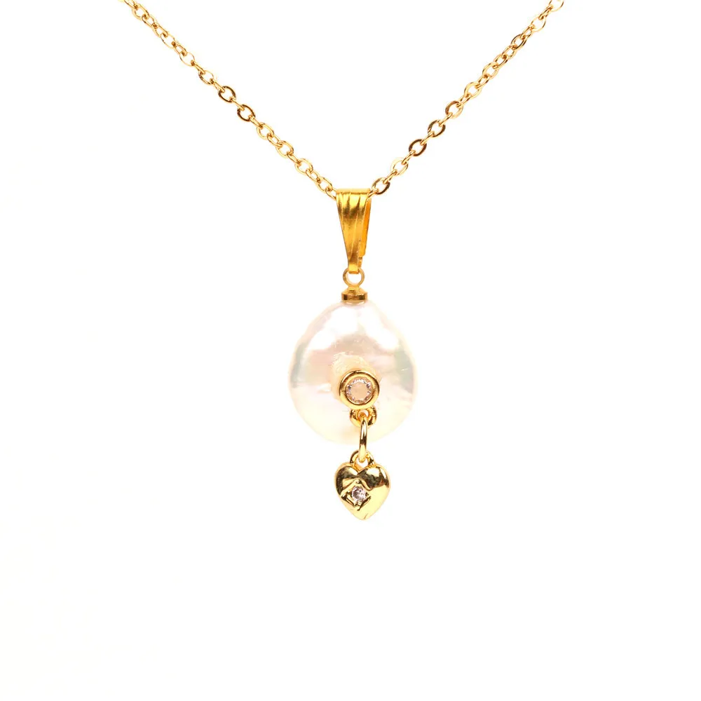 

Amazon Baroque Shaped Pearl Micro Inlay Pendant Necklace Clavicle Chain