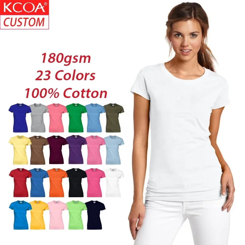 

Plus Size Short Sleeve Basic Cotton Blank Plain White Custom Women T Shirts