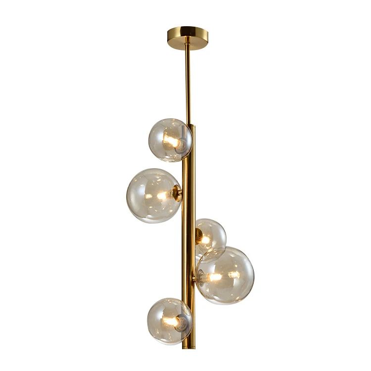 Modern  Hanging Lamp Golden Cognac Glass Pendant Light for Home Hotel E27 LED Wood Fabric Standing Lighting Fixture