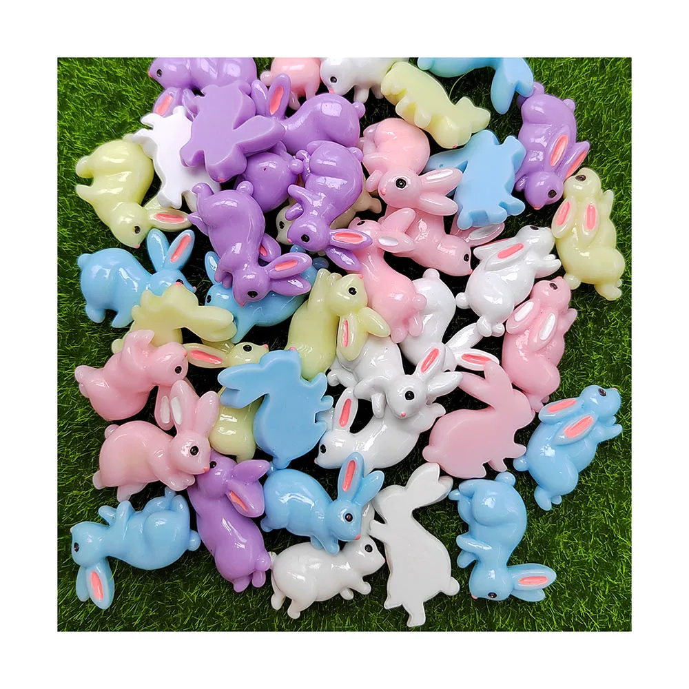 

100Pcs Resin Colorful Kawaii Easter Rabbit Flatback Cabochon Figurines Home Decor DIY Scrapbook Phone Crafts