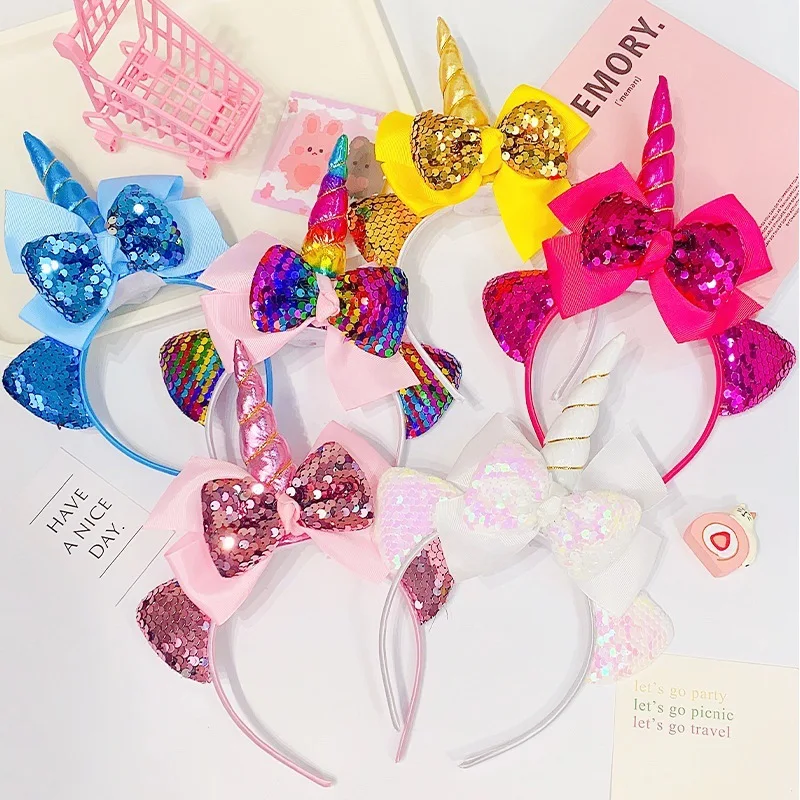 

Sequin Kid Hair Accessories Kid Party Headband Unicorns Head Bands Shades For Girls Daily Decoration