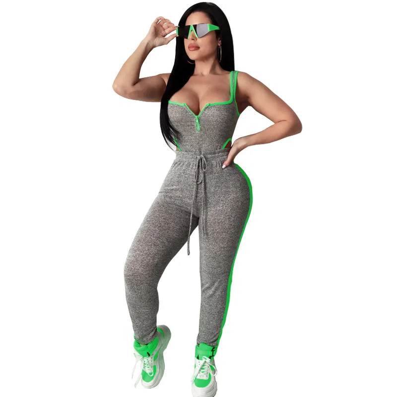 

M2778 Sleeveless top women's sport pantsuit high waist tight two-piece suit