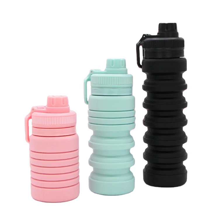 

750ml High quality foldable Silicone Water Bottle, Black,green,orange, customized