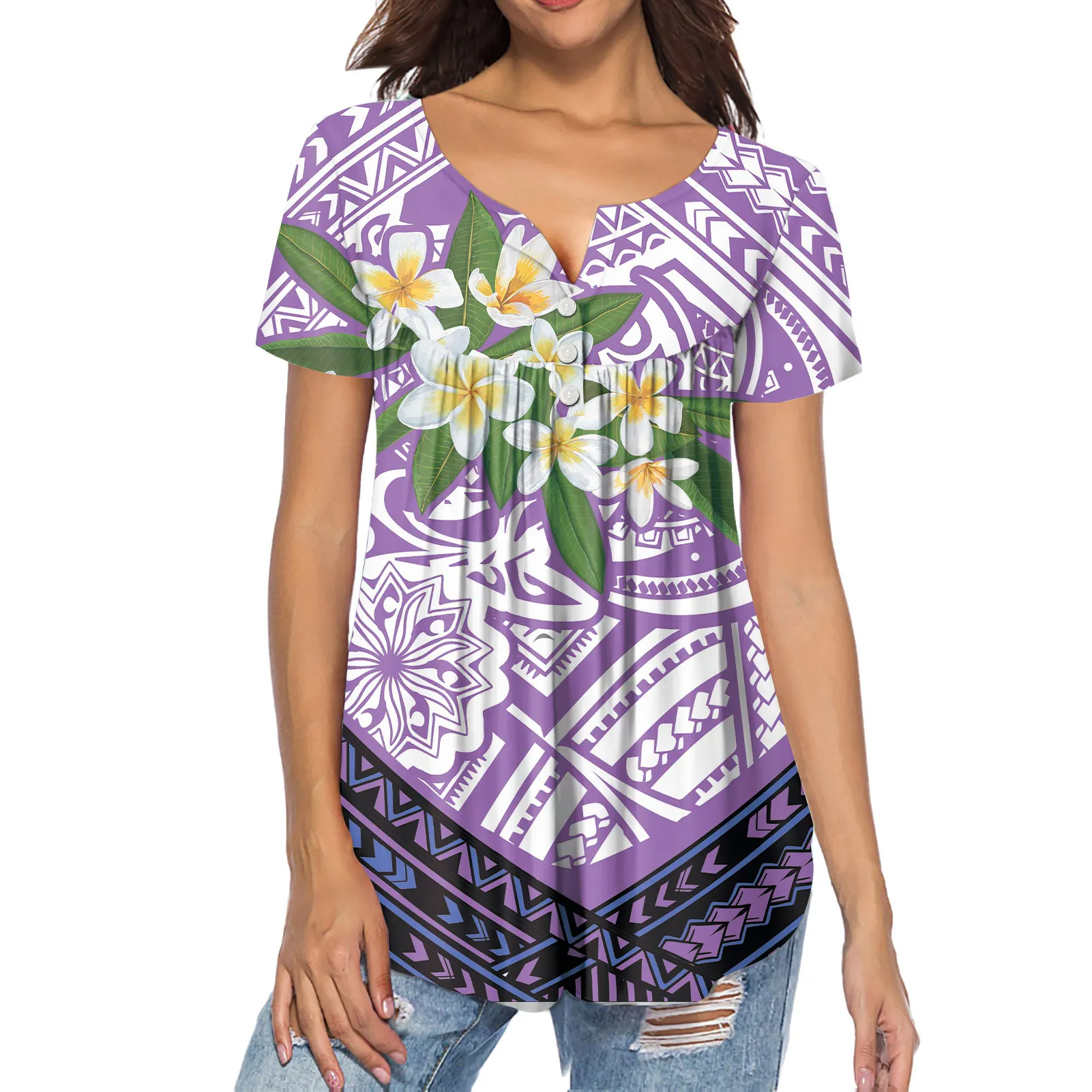 

2021 Wholesale Dropshipping Custom Printing Fashion Designer Shirts Summer Bohemian oversize Women Casual Graphic T-Shirts