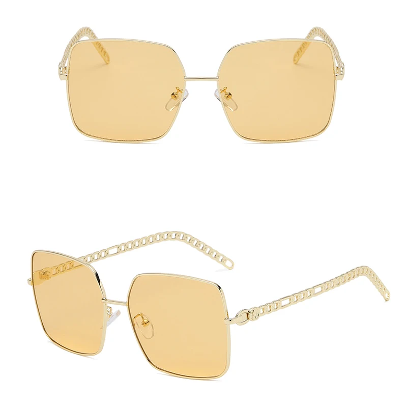

2019 Finewell Hot Selling Trendy Fashion High Quality Chain Frame Square Metal Sunglasses