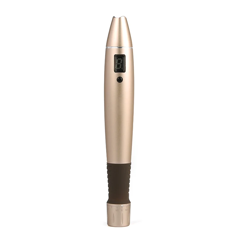 

New Arrival Stretch Marks Scar Acne Removal LCD Display Microneedling Pen For Face Care, Green, gold