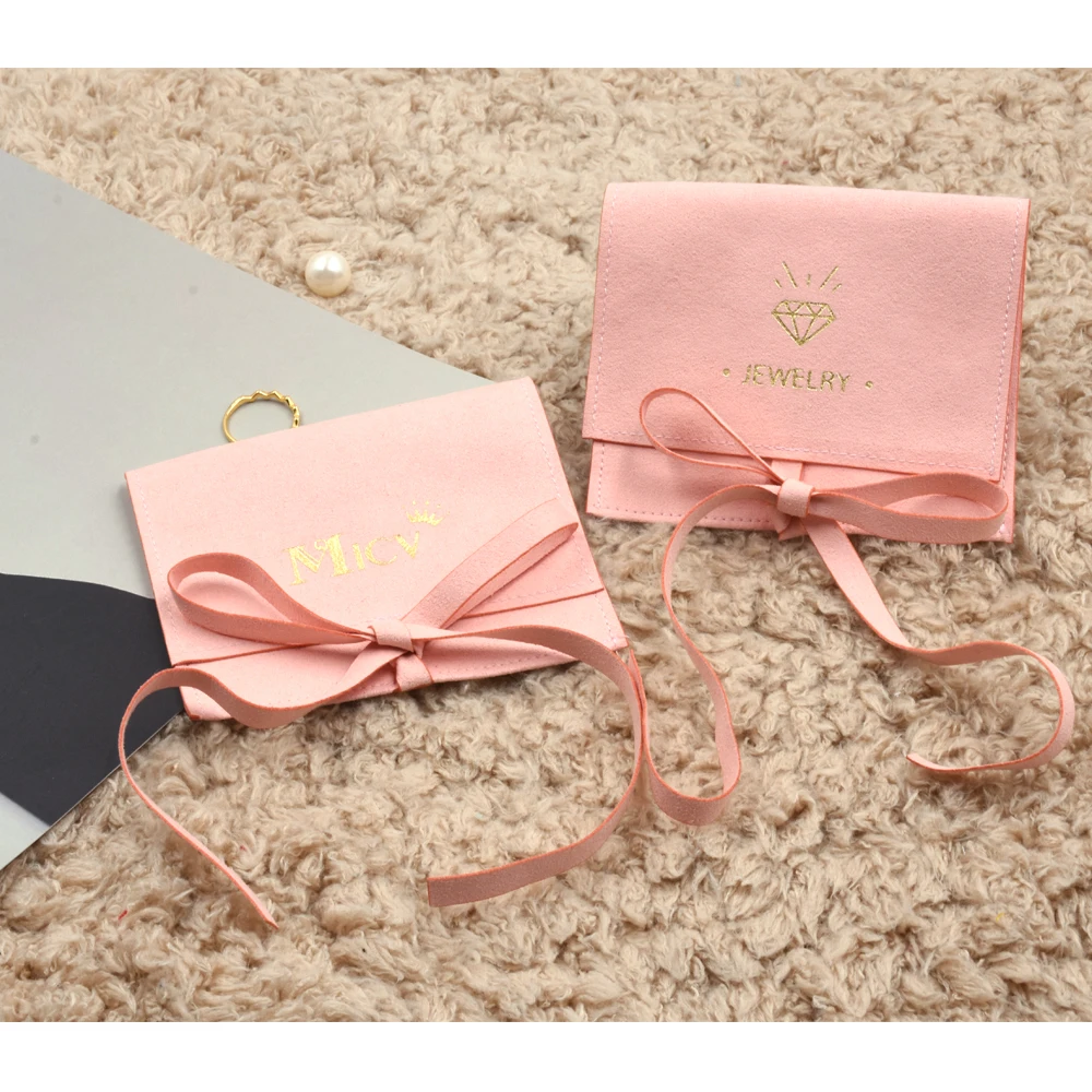 

Personalized envelop suede gift travel jewelry pouch with custom logo