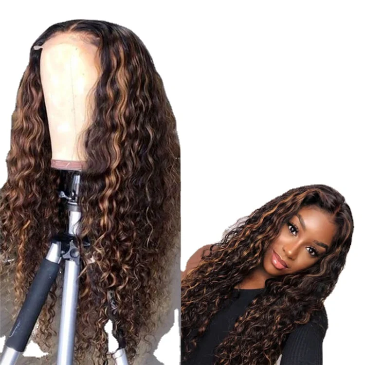 

Top Quality Body Wave/Curly/Deep Curly Highlighted Frontal/Closure Wig, Human Hair Wig 1b Highlight Lace Wig Side Part