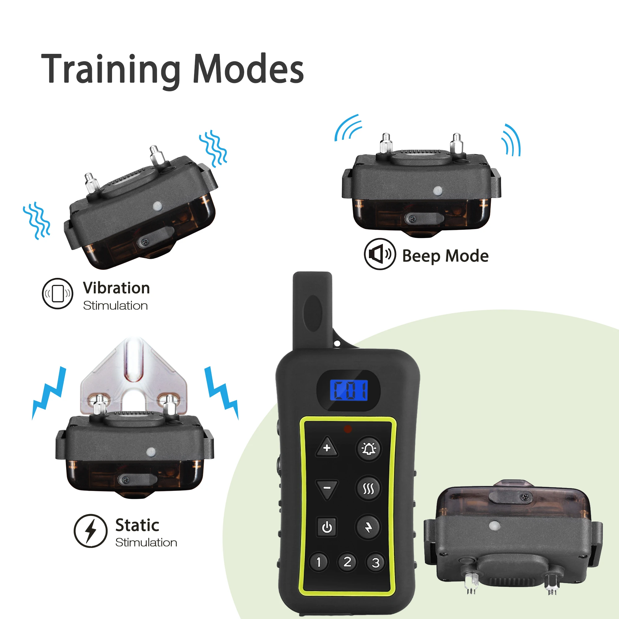 Trainertec Pts1200 Dual 2 In 1 Auto Bark Remote Dog Training Collar