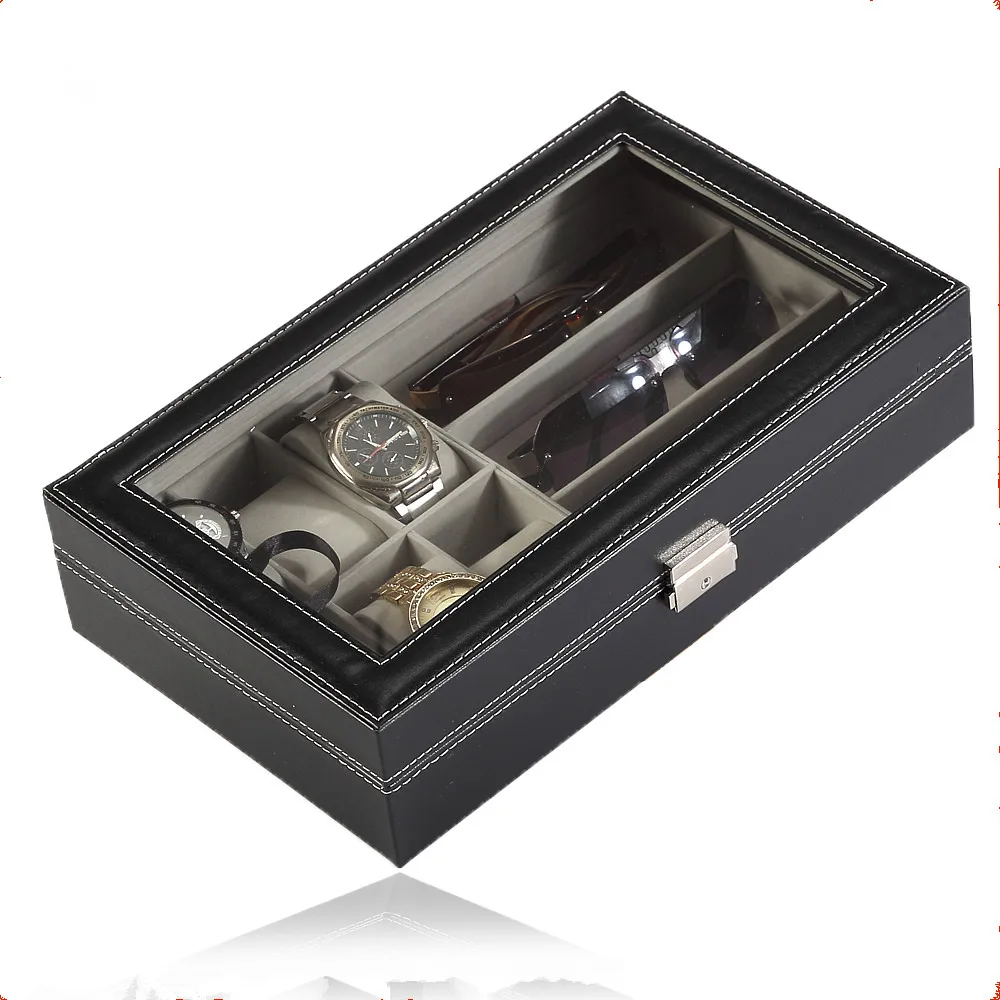 

Pu Leather Beautiful Packing Fashion Storage Display Wholesale Combo Sunglasses Watch Holder Box