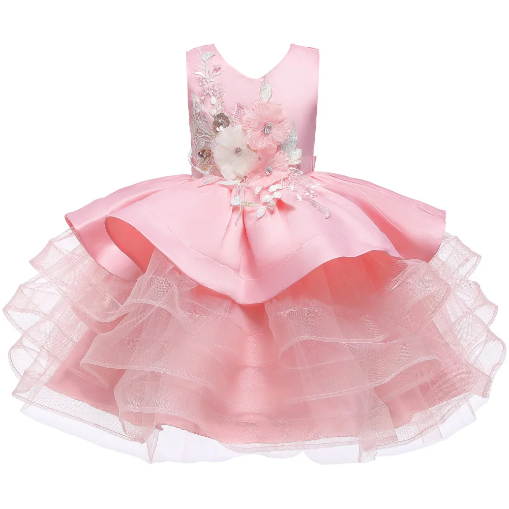 

Flower kids princess birthday party girls dresses ball gown
