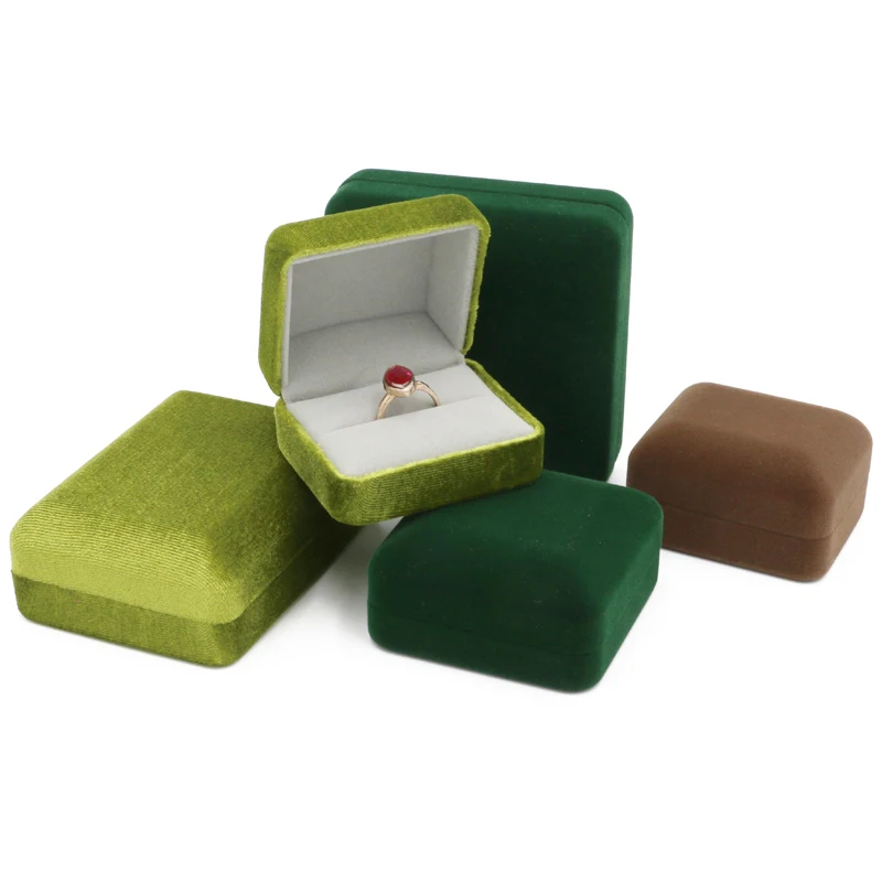 

Wedding Ring Velvet Box Luxury Jewellery Color Box Custom Logo Printed Ring Velvet Jewelry Box