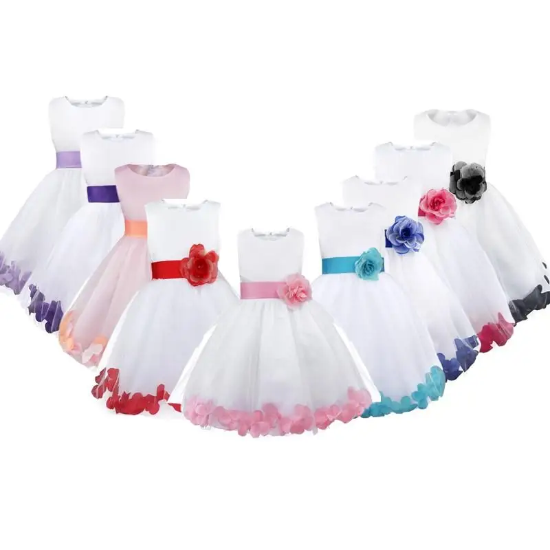 

Custom Kids Girls Vestido Dress Party Bowknot Petals Wedding Birthday Prom Pageant Party Gown