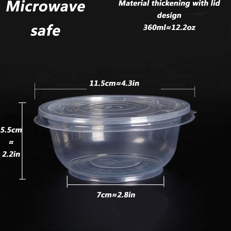Takeaway Food Services 360ml Clear Disposable Plastic Salad Bowls With