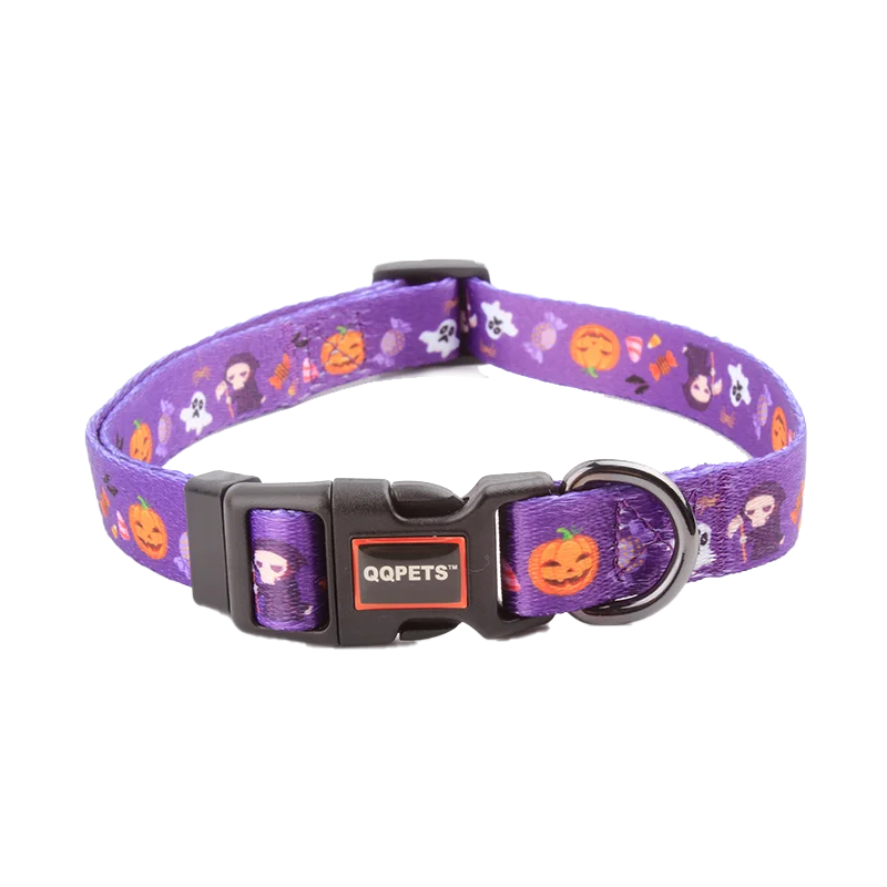 

Purple with Halloween pumpkin decorative items pet supplies dog cat collar wholesale, Any color is available