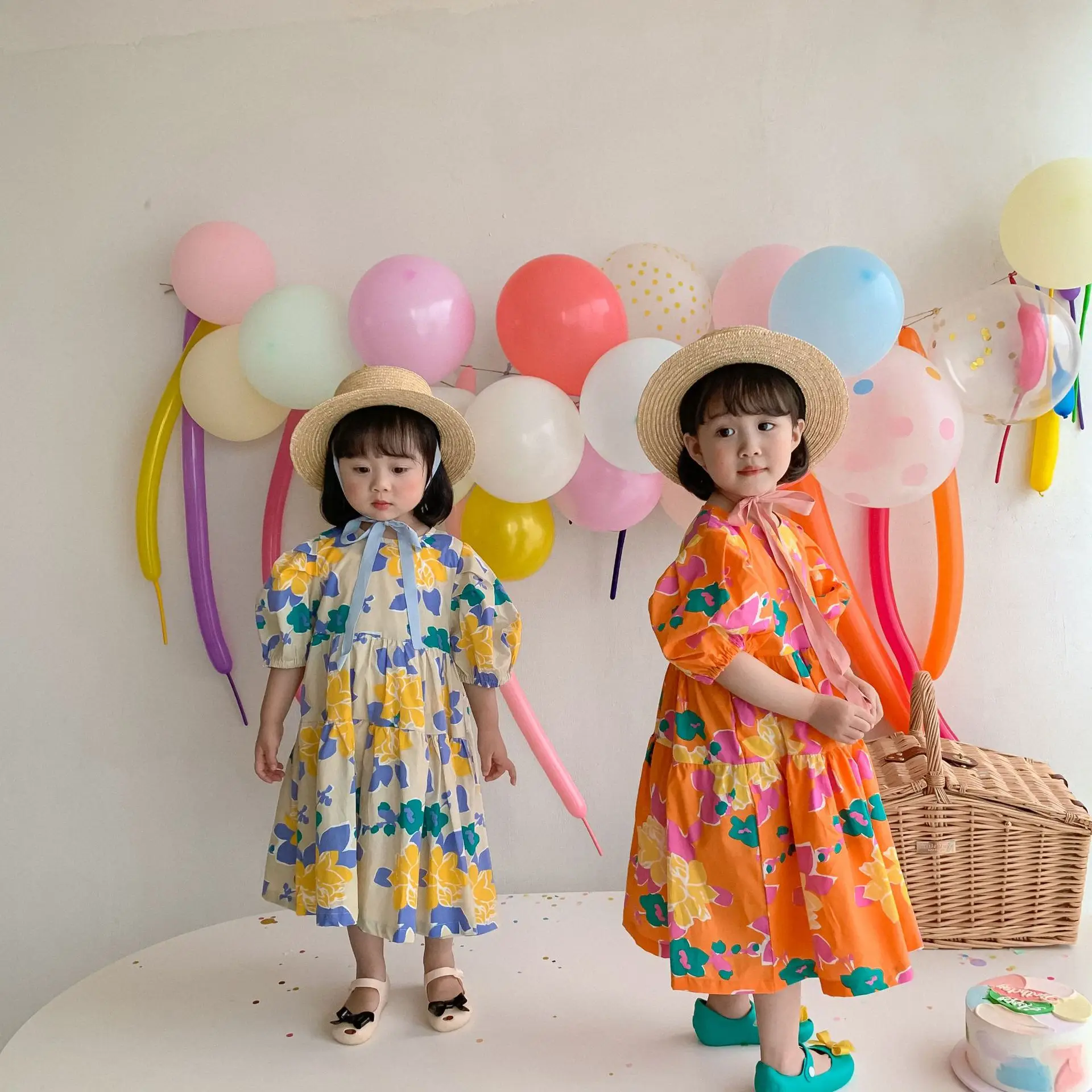 

F30265A Fashion design half sleeve floral print baby girl dress, As picture