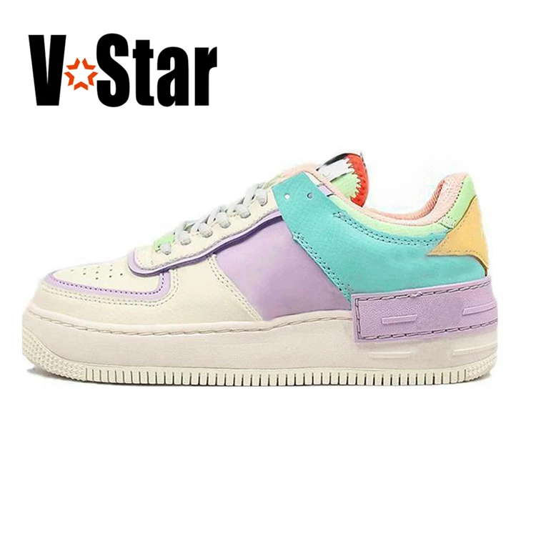 
2020 Hebei factory wholesale new Arrival air low price stock pu sport shoes for men skateboarding shadow Colorful pink sneakers 