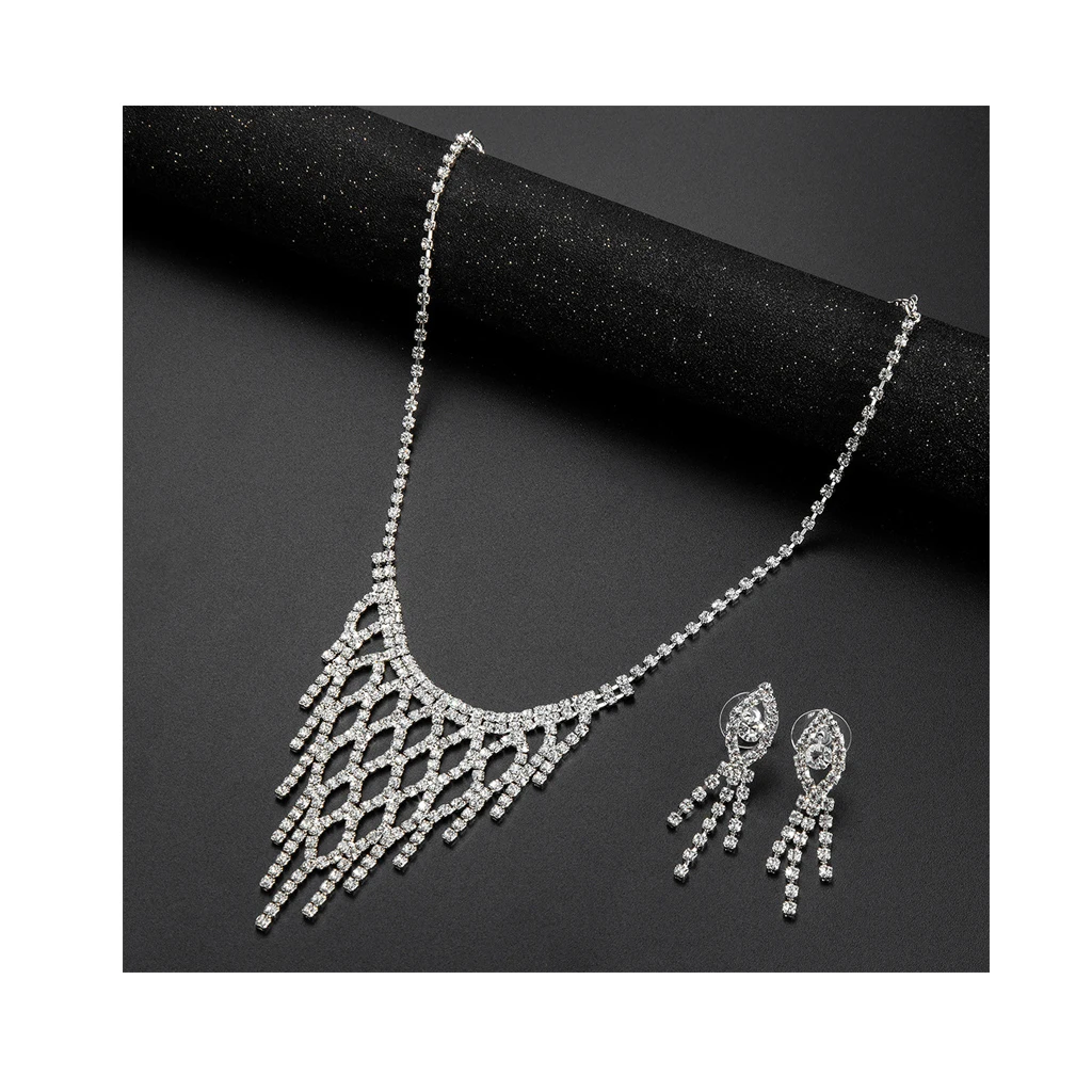 

Fashion exaggerated bridal jewelry set, wild personality bridal necklace two-piece set, factory supply Bridal jewelry set