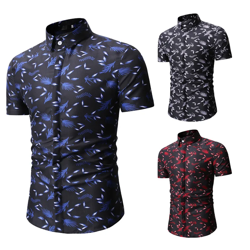 

High Quality Men Casual Printing Short Sleeves Slim Fit Shirt, Picture shown