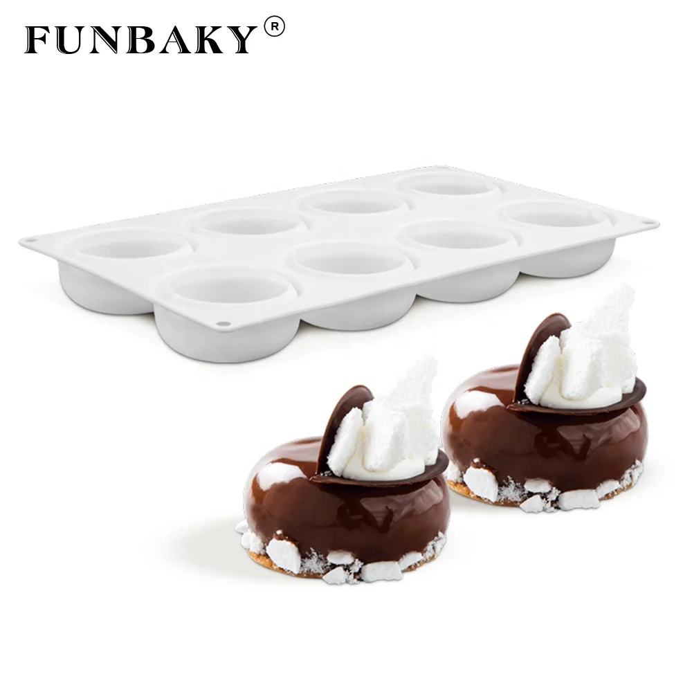 

FUNBAKY Silicone kitchen tools mousse cake bakeware making molds round shape heat resistant silicone cup cake baking, Customized color