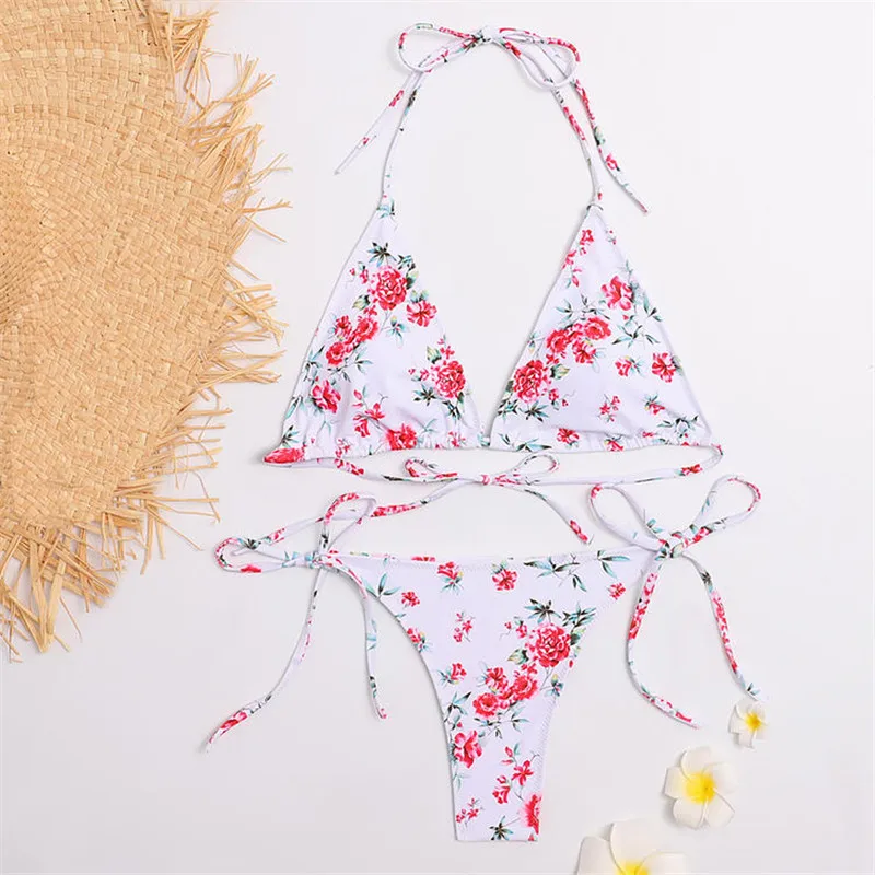 

Sexy Snake Print Swimsuit Women Triangle Micro Bikini Set High Cut Swimwear String Swimming Bathing Suit Bikini 2021