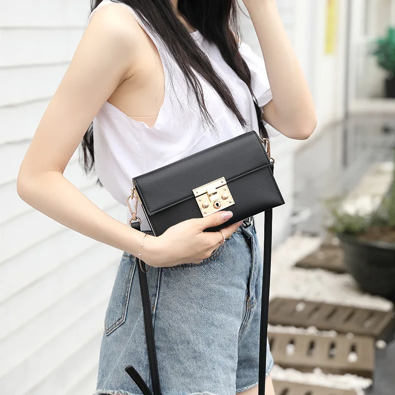 

High quality Wholesale Custom PU Leather Mini Designer Messenger Bag Crossbody Purse Clutch Bag For Women 2021, Black / pink / sky blue