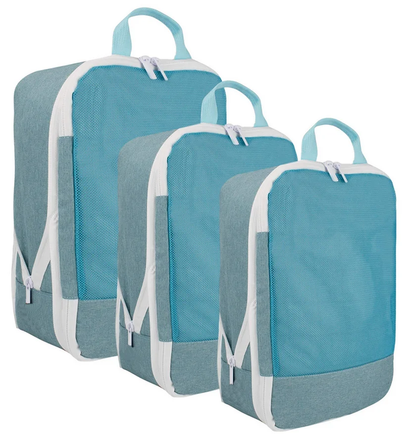 

3pcs RPET Customized Folding Suitcase Organizer Expandable Compression Travel Luggage Organizer Packing Cubes Set, Candy colors