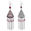 2019 New Design Water Ripple Boho Style Colorful Long Tassel Rhinestone Beads Earrings