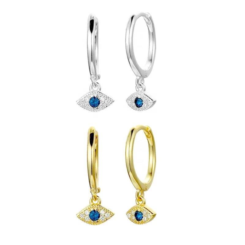 

925 Sterling Silver Devil's Eye blue Zircon Earrings Evil Eyes Drop Earrings Magic Huggie Hoop Earrings for Women or Girl 2022, Rainbow