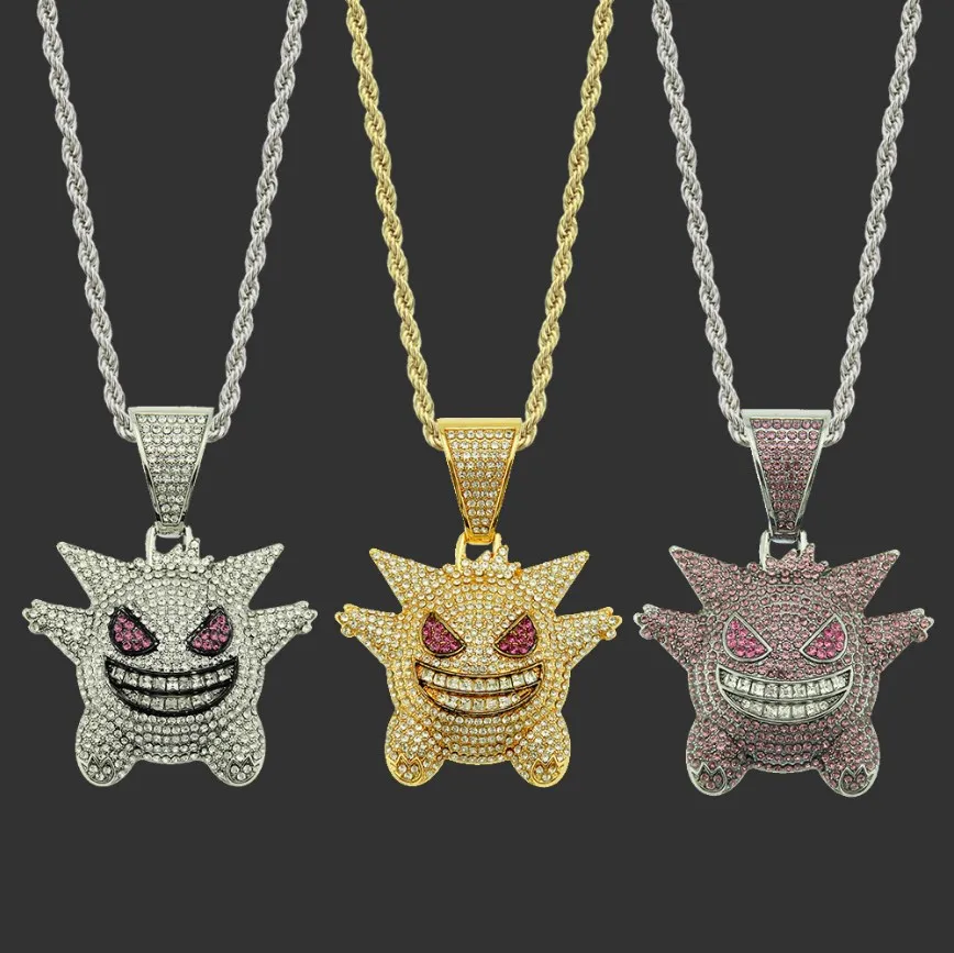 

Collar con colgante de Pokemon chapado 3 colores disponibles Hips Hops Iced Out Mask Pendant