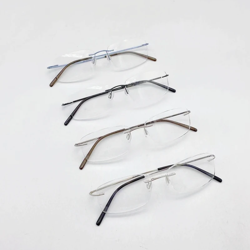 

Hot - selling stainless steel optical frame glasses square rimless high-quality man frame